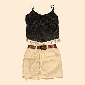 Coastal Cowgirl Reformation Cherry Skirt in Sandstone